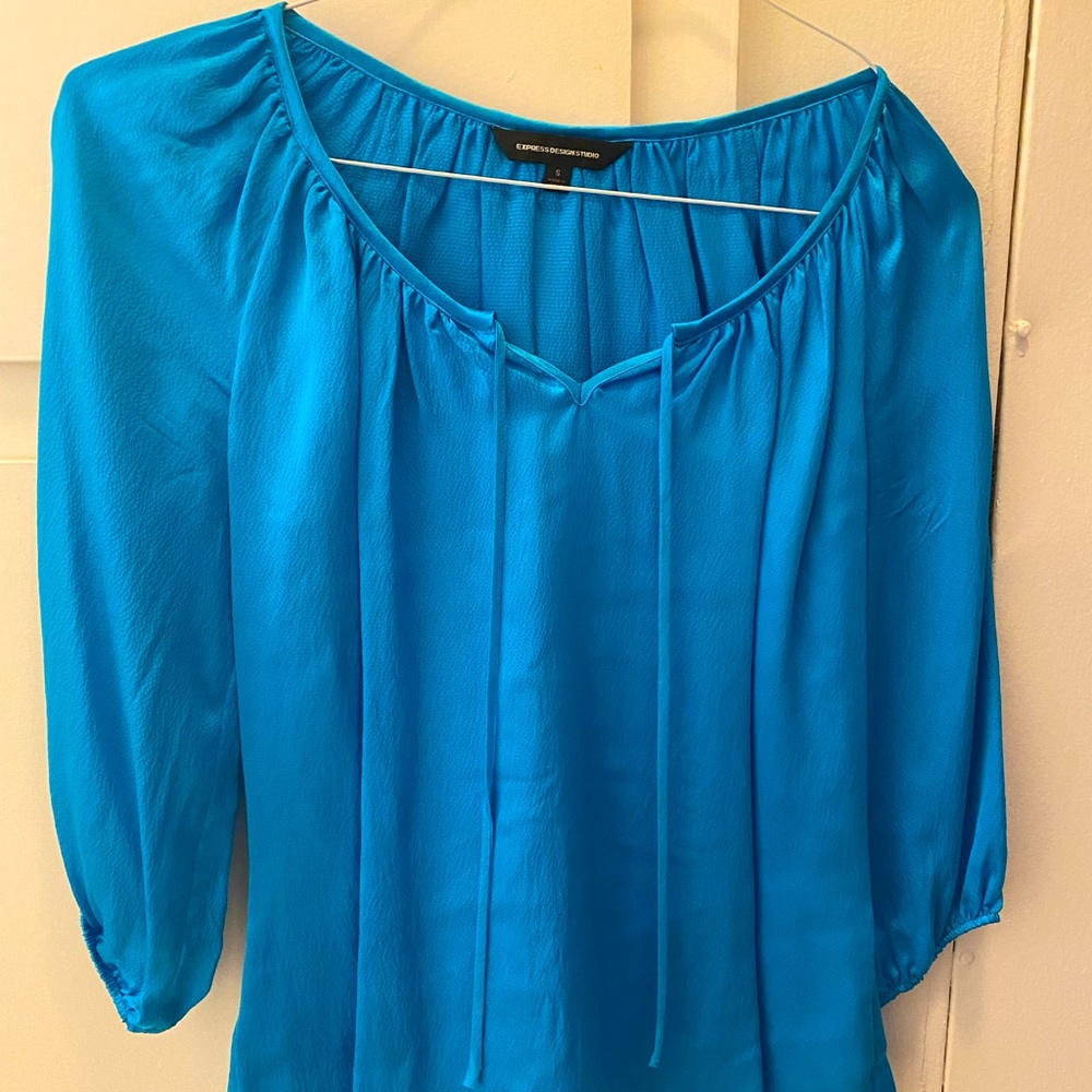 Express Turquoise Blue Silk Blouse - Small